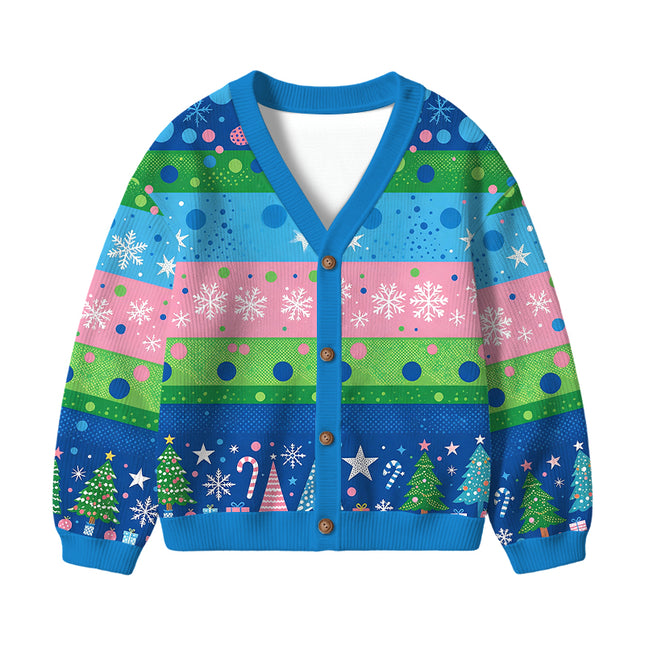 Uglysweatershops Summer Flowers Vintage Kids Ugly Cardigan Sweater