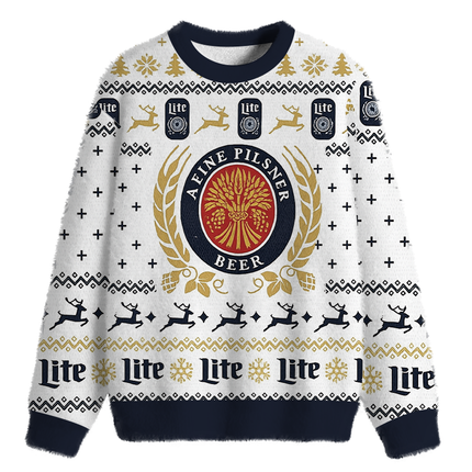 Uglysweatershops White Lite Fuzzy Christmas Ugly Sweatshirt
