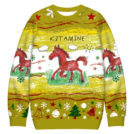 Uglysweatershops Red Horse Christmas Ugly Sweatshirt