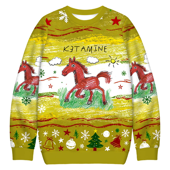 Uglysweatershops Red Horse Christmas Ugly Sweatshirt