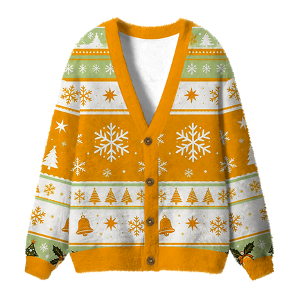 Uglysweatershops Lovely Day Fuzzy Ugly Cardigan Sweatshirt