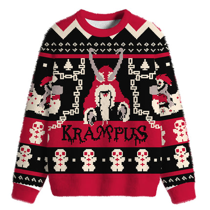 Uglysweatershops Dark Folklore Fuzzy Christmas Ugly Sweatshirt