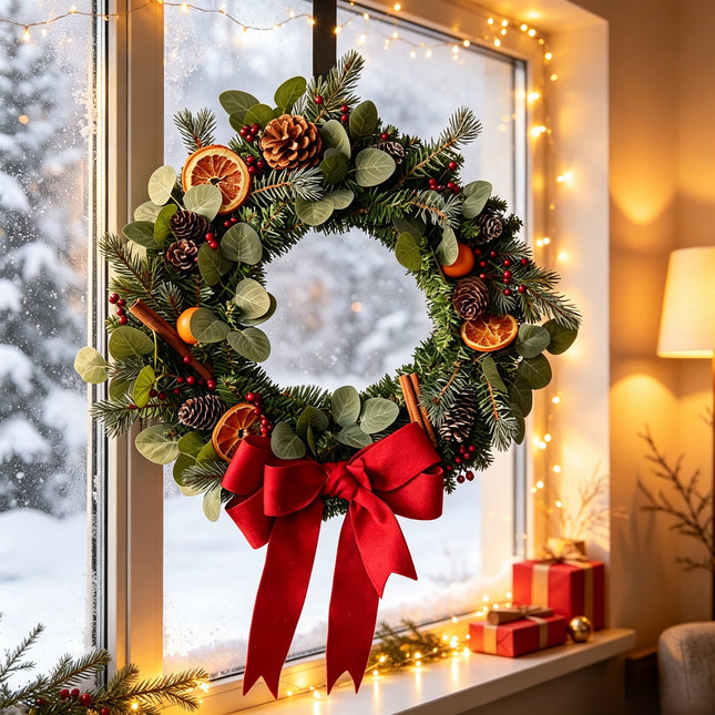 Uglysweatershops Christmas Eucalyptus Dried Orange Blossom Wreath