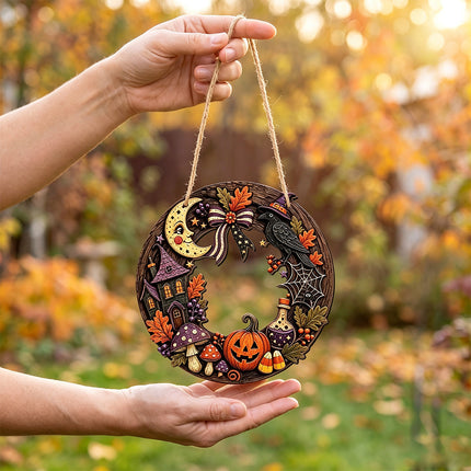 Uglysweatershops Halloween 2-Pack Wooden Hollowed-out Magic Elf Ring Pendant