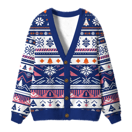 Uglysweatershops Vintage Women Smoking Fuzzy Ugly Cardigan Sweatshirt