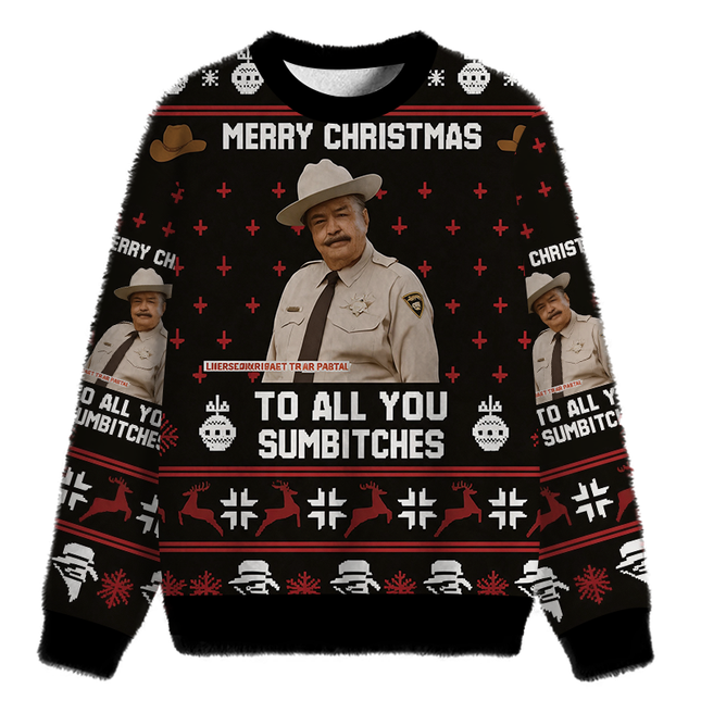 Uglysweatershops Happy To All You Fuzzy Christmas Ugly Sweatshirt