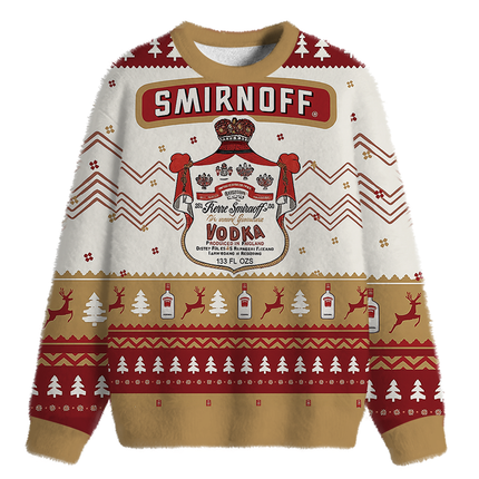 Uglysweatershops Red Wine Fuzzy Christmas Ugly Sweatshirt