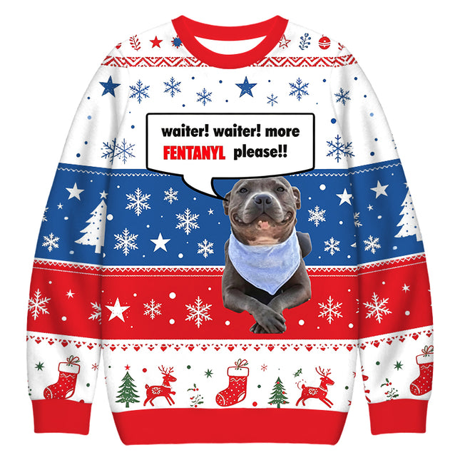 Uglysweatershops Waiter Waiter More Fentanyl Meme Christmas Ugly Sweatshirt