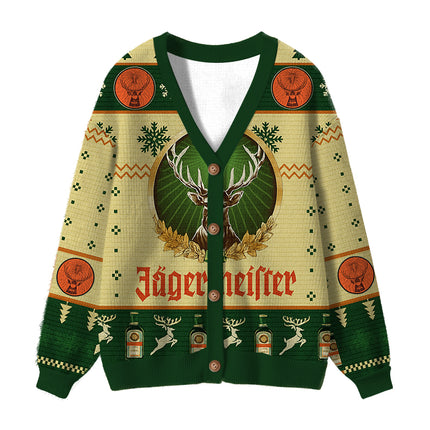 Uglysweatershops Yellow Beer Ugly Cardigan Sweater