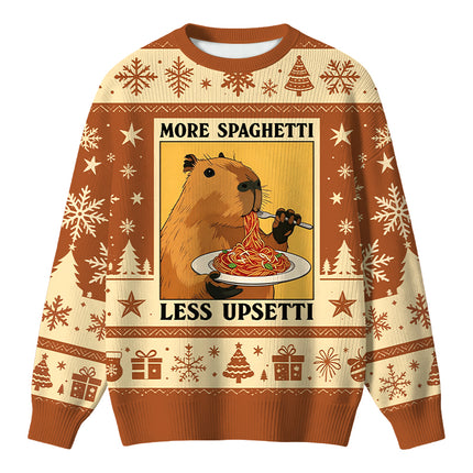 Uglysweatershops Capybara Eating Christmas Ugly Sweater