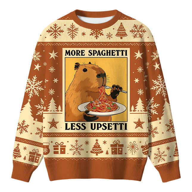 Uglysweatershops Capybara Eating Christmas Ugly Sweater