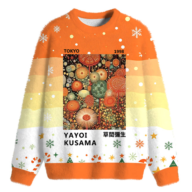 Uglysweatershops Dotted Bloom Fuzzy Christmas Ugly Sweatshirt