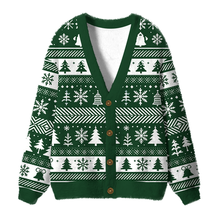 Uglysweatershops Tobacco Vintage Fuzzy Ugly Cardigan Sweatshirt