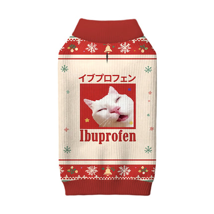 Uglysweatershops Red Ibuprofen Meme Cat Dog & Cat Pet Sweater
