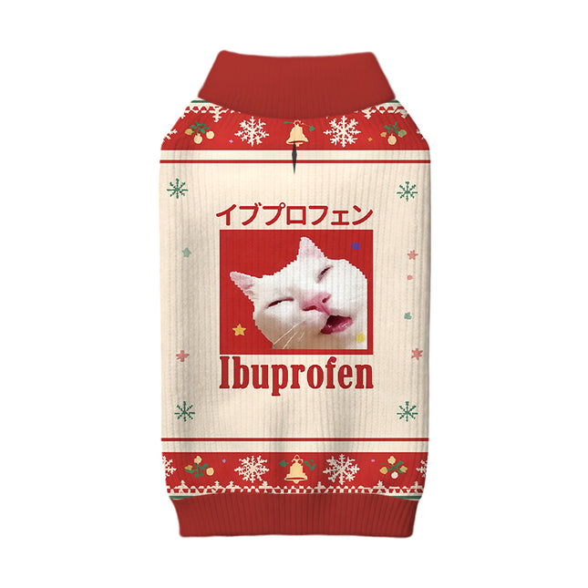 Uglysweatershops Red Ibuprofen Meme Cat Dog & Cat Pet Sweater