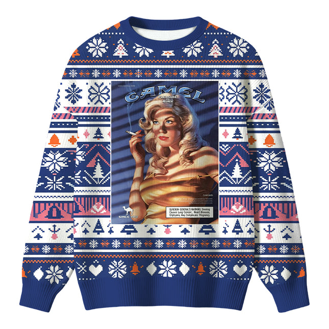 Uglysweatershops Vintage Women Smoking Christmas Ugly Sweater