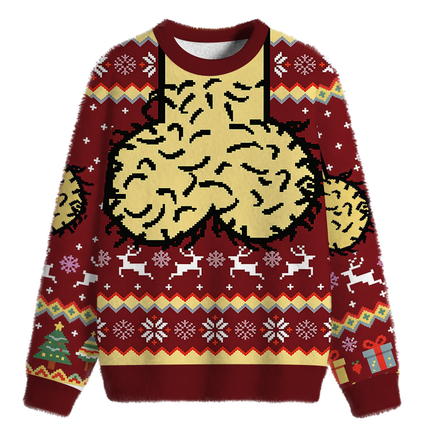 Uglysweatershops Hilarious Naughty Fuzzy Christmas Ugly Sweatshirt