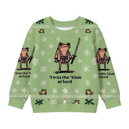 Uglysweatershops Focused Samurai Frog Kids Ugly Sweater