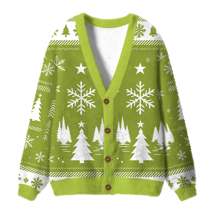 Uglysweatershops Bigfoot Wild Forest Fuzzy Ugly Cardigan Sweatshirt