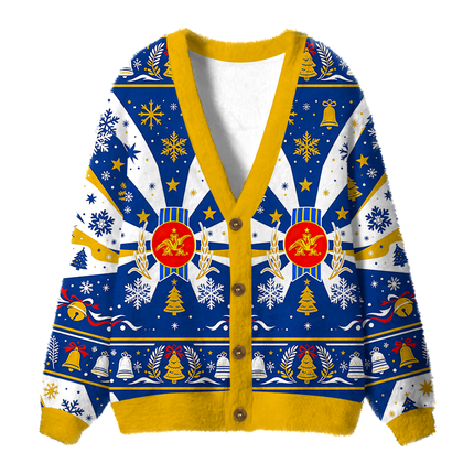 Uglysweatershops Vintage Light Fuzzy Ugly Cardigan Sweatshirt