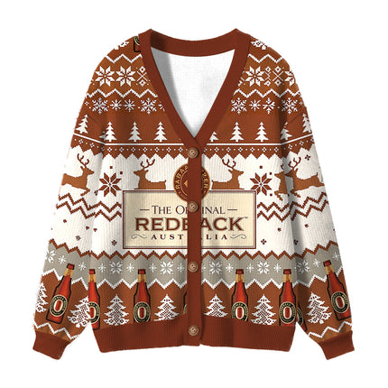 Uglysweatershops Brown Wine Ugly Cardigan Sweater