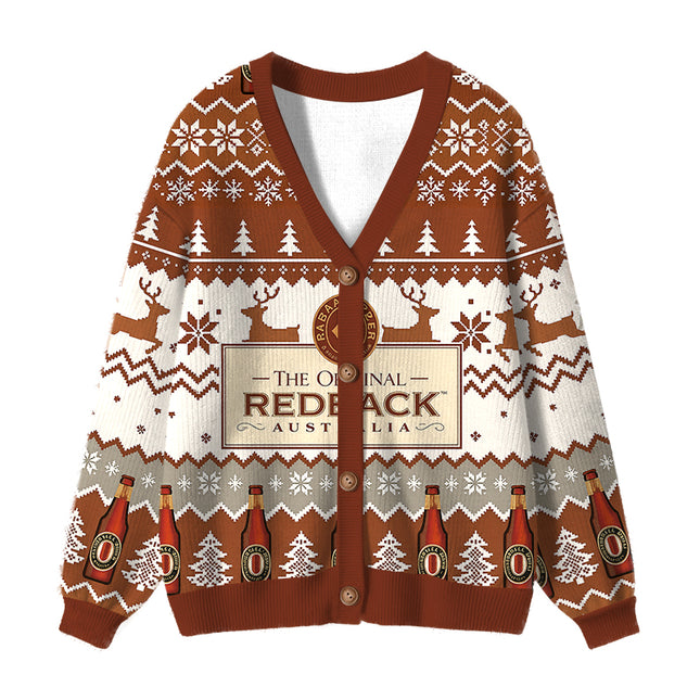 Uglysweatershops Brown Wine Ugly Cardigan Sweater
