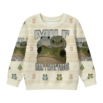 Uglysweatershops Man I Love Frogs Kids Ugly Sweater