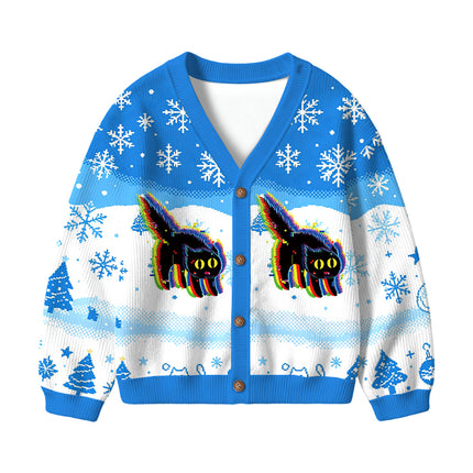 Uglysweatershops Technicat Glitch Kids Ugly Cardigan Sweater