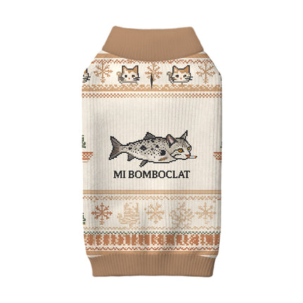Uglysweatershops Bomboclat Fish Cat Meme Dog & Cat Pet Sweater