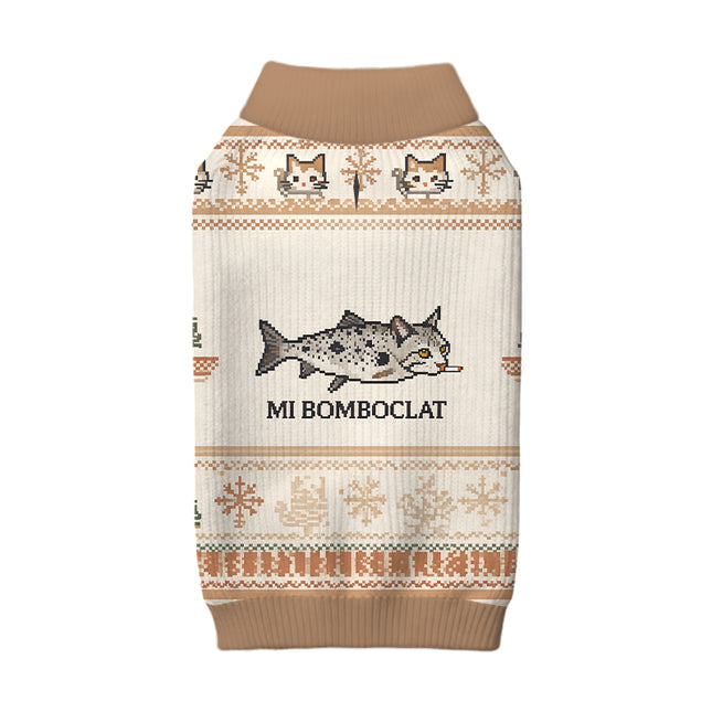 Uglysweatershops Bomboclat Fish Cat Meme Dog & Cat Pet Sweater
