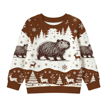 Uglysweatershops Minimalist Capybara Kids Ugly Sweater