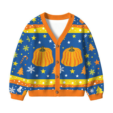 Uglysweatershops Art Pumpkin TOKYO 1900 Kids Ugly Cardigan Sweater