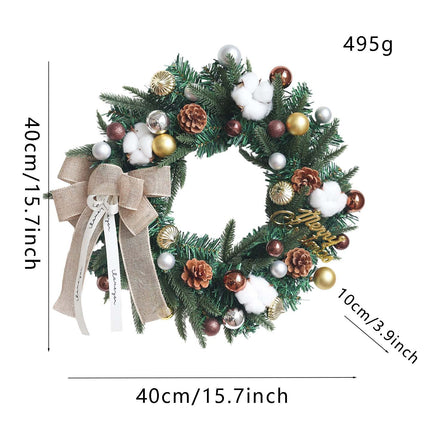 Uglysweatershops Christmas Cotton Bow Pine Cone Wreath