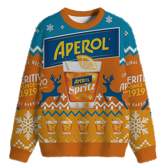 Uglysweatershops Orange Beer Fuzzy Christmas Ugly Sweatshirt