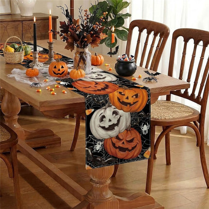 Uglysweatershops Halloween Black Cat Pumpkin Print Decorative Tablecloth