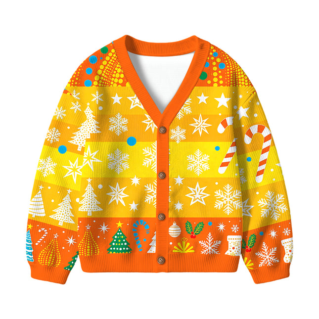 Uglysweatershops Japanese Art Eyes Kids Ugly Cardigan Sweater