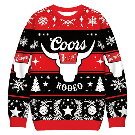 Uglysweatershops West Cow Skull Christmas Ugly Sweatshirt