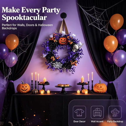 Uglysweatershops Halloween Pumpkin Skull Wisteria Wreath Art Door Decoration