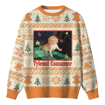 Uglysweatershops Tylenol Cat Meme Christmas Ugly Sweater