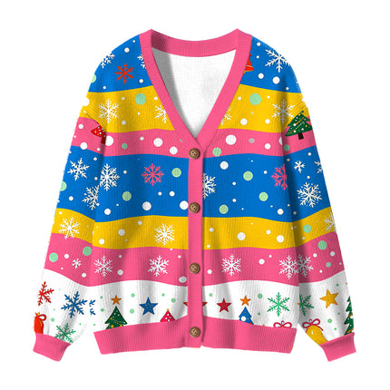 Uglysweatershops Psychedelic Mushrooms Ugly Cardigan Sweater