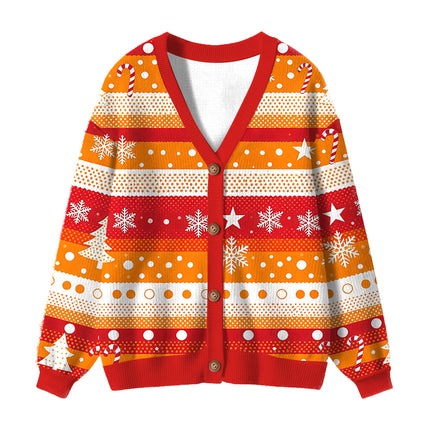 Uglysweatershops Art Flower Vintage Ugly Cardigan Sweater