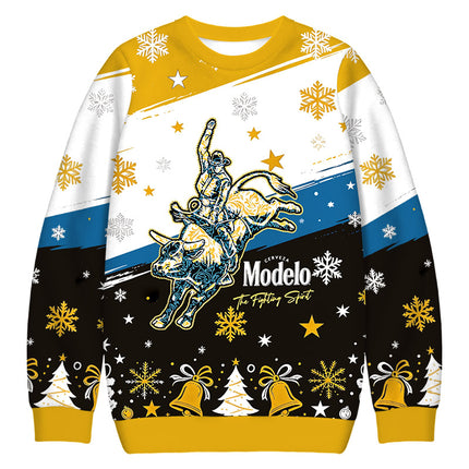 Uglysweatershops Western Rodeo Fighting Christmas Ugly Sweatshirt