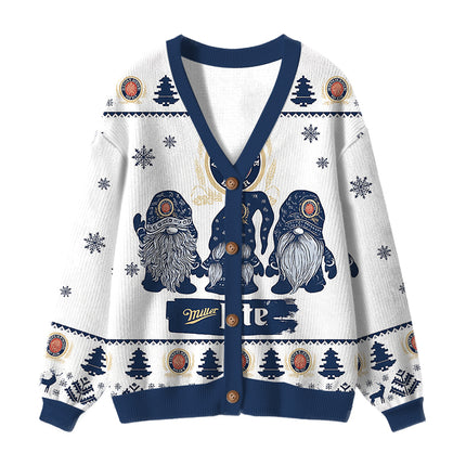 Uglysweatershops Blue Beer Ugly Cardigan Sweater
