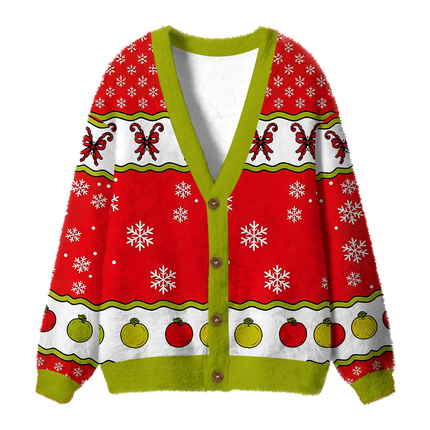 Uglysweatershops Dr Seuss Fuzzy Ugly Cardigan Sweatshirt