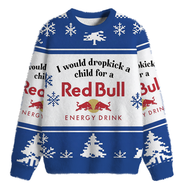 Uglysweatershops I Would Dropkcik A Child Blue Fuzzy Christmas Ugly Sweatshirt