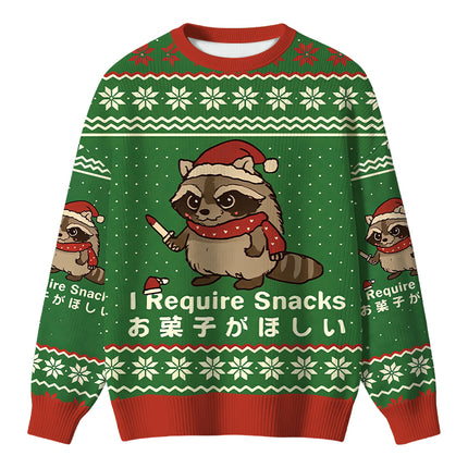 Uglysweatershops Raccoons Need Snacks Funny Christmas Ugly Sweater