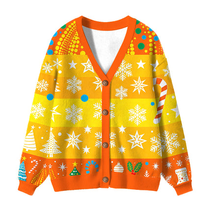 Uglysweatershops Japanese Art Eyes Ugly Cardigan Sweater