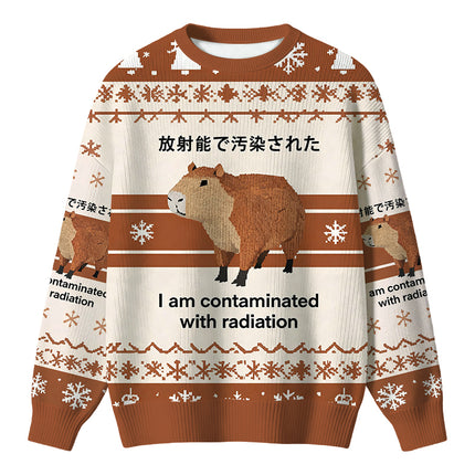 Uglysweatershops Brown Capybara Contaminated By Radiation Christmas Ugly Sweater