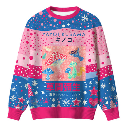 Uglysweatershops Art Pink Mushroom Vintage Christmas Ugly Sweater