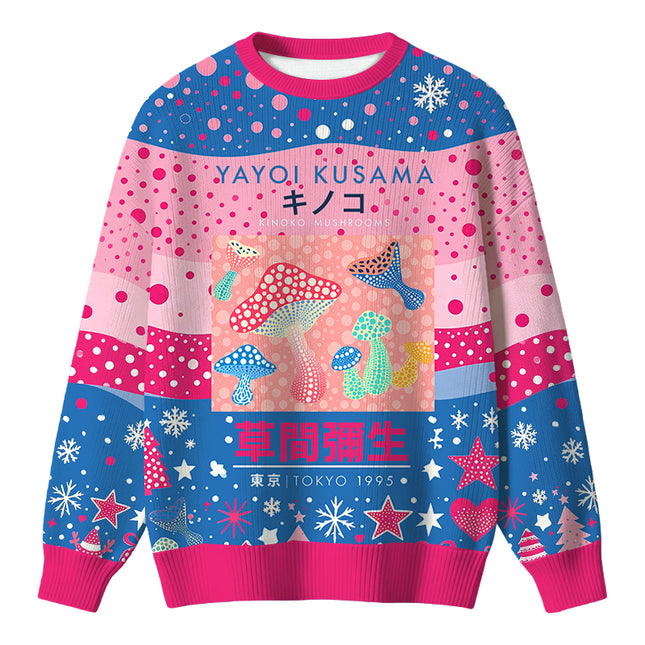 Uglysweatershops Art Pink Mushroom Vintage Christmas Ugly Sweater